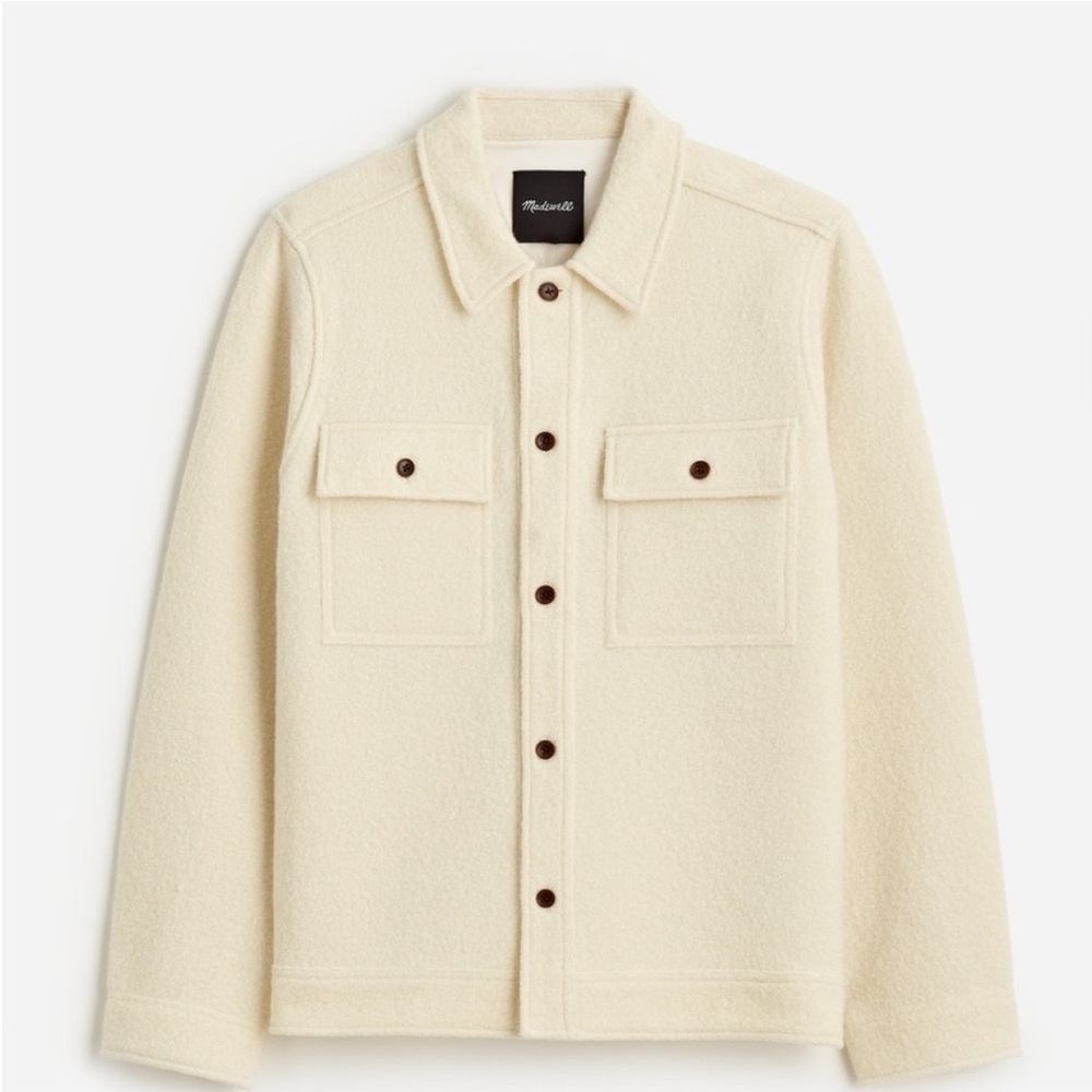 Madewell Men's Boiled Wool Shirt Jacket in Antique Cream